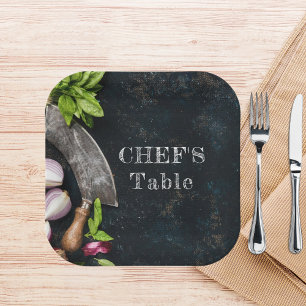 Assiettes En Carton Table du chef cuisine rustique