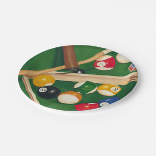 Assiettes En Carton Tableau de billards réaliste avec les boules et l