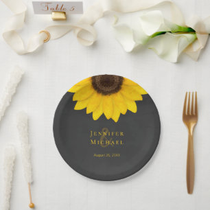 Assiettes En Carton tableau de tournesol mariage fleuri rustique