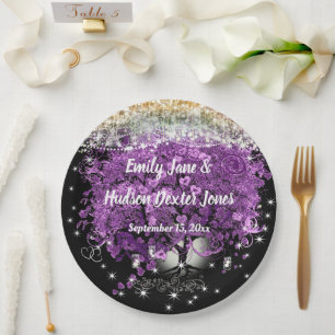 Assiettes En Carton Tableau noir Mason Jar Ultra Violet Coeur Feutre A