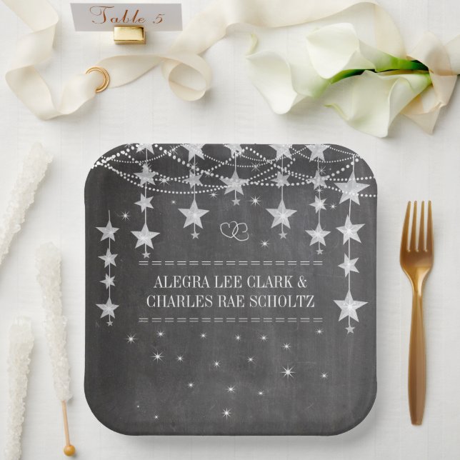 Assiettes En Carton Tableau noir Styles Bordures fantaisistes (Mariage)