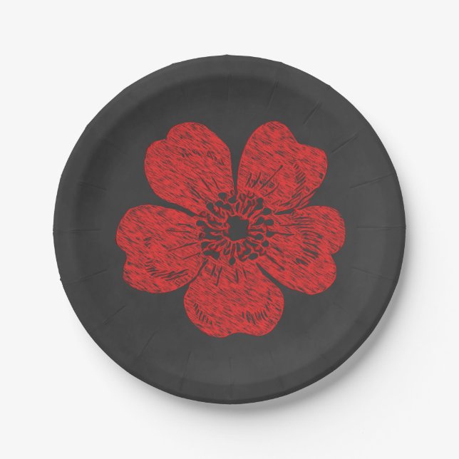 Assiettes En Carton Tableau noir Wild Red Roses (Devant)