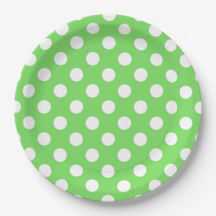 Assiettes En Carton Taches blanches sur fond vert pomme