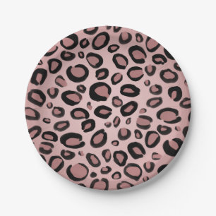 Assiettes En Carton Taches imprimées guépard léopard peintes en rose e