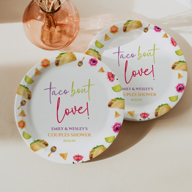 Assiettes En Carton Taco à propos d'amour ! Fête de mariage Couple Sho (Créateur téléchargé)