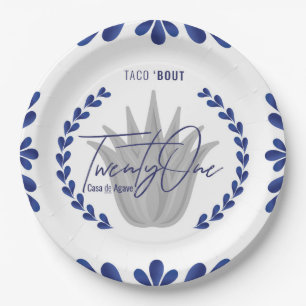 Assiettes En Carton Taco' Bout 21 Plaques papier Tequila bleu/argent