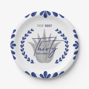 Assiettes En Carton Taco' Bout 30 Plaques Tequila bleu/argent