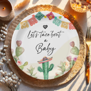 Assiettes En Carton Taco Bout a Baby Fiesta Aquarelle Cactus Douche