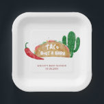 Assiettes En Carton Taco 'Bout a Baby shower Fiesta Personnalisé<br><div class="desc">Taco 'Bout a Baby plaques de papier pour un baby shower amusant,  à thème de la fête. Vous pouvez customiser le texte correspondant à votre événement.</div>