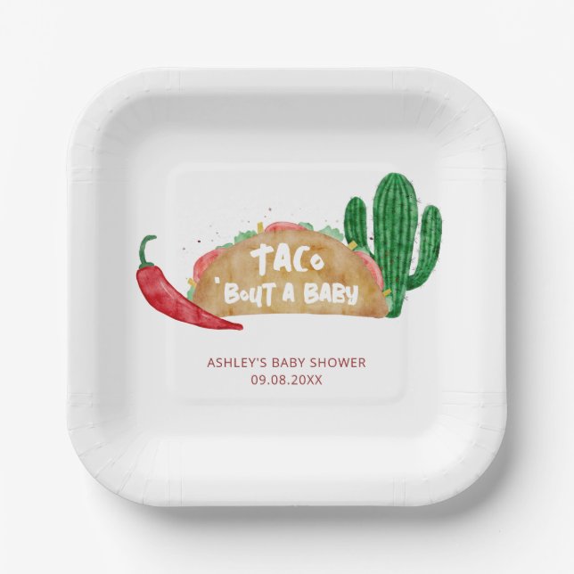 Assiettes En Carton Taco 'Bout a Baby shower Fiesta Personnalisé (Recto)