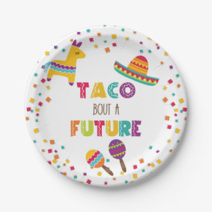 Assiettes En Carton Taco Bout a Future Fiesta Graduation Plate - Blanc