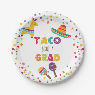 Assiettes En Carton Taco Bout a Grad Fiesta Graduate Plaque - Blanc