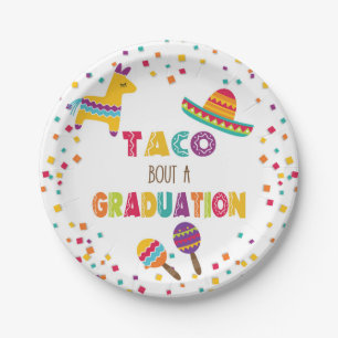 Assiettes En Carton Taco Bout a Graduation Plate - Blanc