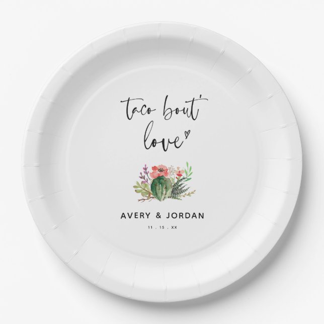 Assiettes En Carton Taco Bout Love Mexicaine Cactus Succulent Mariage (Devant)