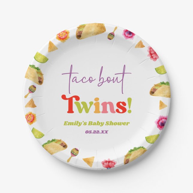 Assiettes En Carton Taco Bout Twins ! Baby shower Fiesta (Devant)