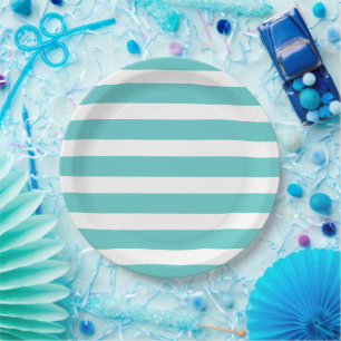 Assiettes En Carton Tailles turquoise et blanche