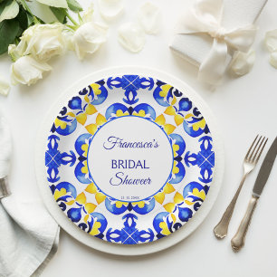 Assiettes En Carton Talavera azulejo bleu tuiles douches nuptiales mex