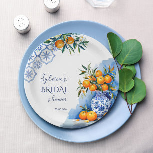 Assiettes En Carton Talavera bleu chinoiserie citrus nuptiale