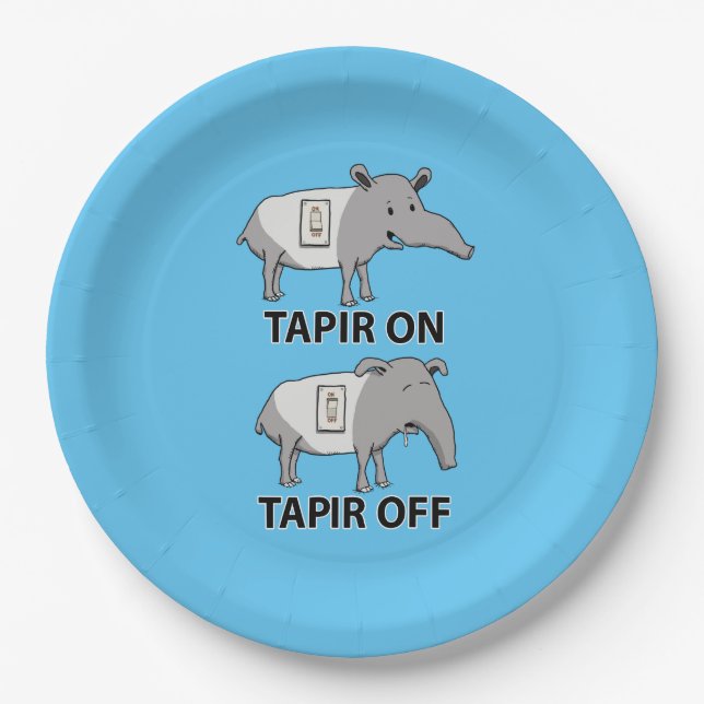 Assiettes En Carton Tapir mignon et drôle sur le tapir (Devant)