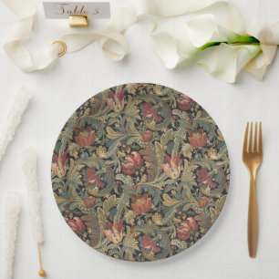 Assiettes En Carton Tapisserie florale riche Brocade Damask