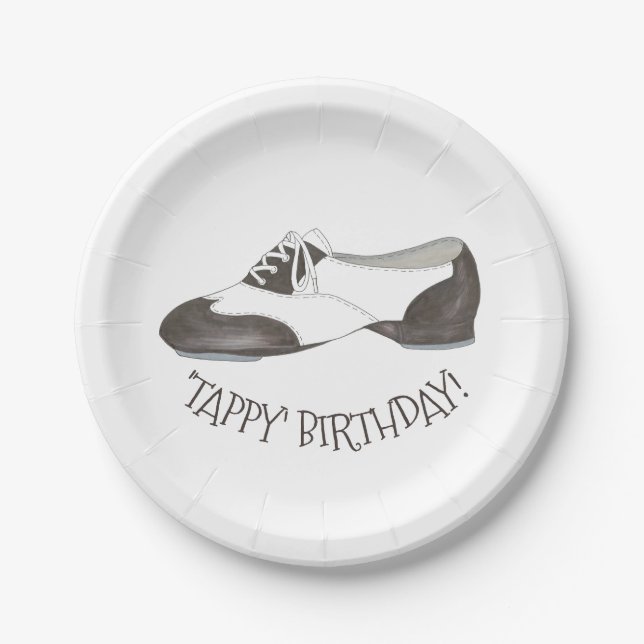 Assiettes En Carton Tappy Joyeux Anniversaire Danse Professeur Tap Cha (Devant)