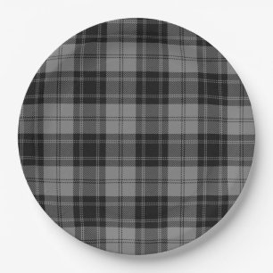 Assiettes En Carton Tartan à carreaux Douglas Gris Patrimoine Gris