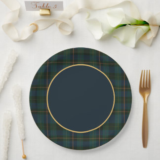 Assiettes En Carton Tartan and Gold Plates 