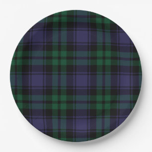 Assiettes En Carton Tartan Black Watch, Carreaux