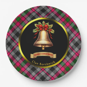 Assiettes En Carton Tartan Borthwick Noël Personnalisé
