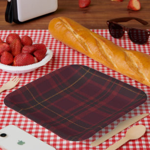 Assiettes En Carton Tartan Bourgogne Élégant