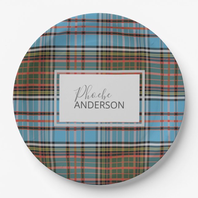 Assiettes En Carton Tartan Clan Anderson Chèque Plaid personnalisé (Devant)