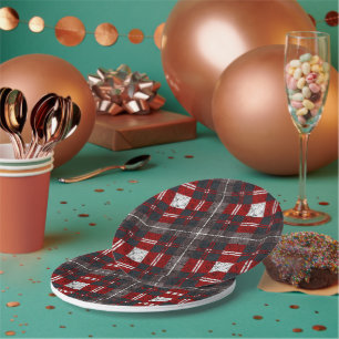 Assiettes En Carton Tartan Clan Stewart Plaid Black Red Check Motif