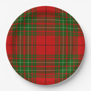 Assiettes En Carton tartan Comyn rouge vert carreaux