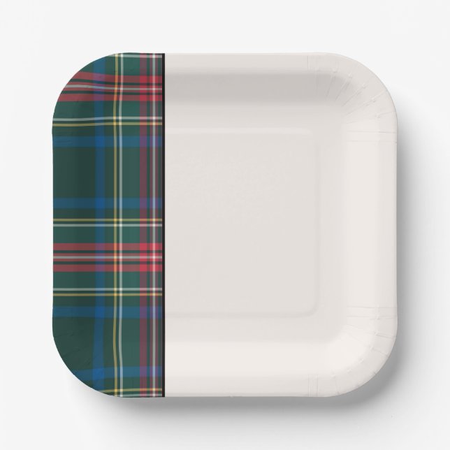 Assiettes En Carton Tartan de vacances classique Plaid Festif Deux Ton (Recto)