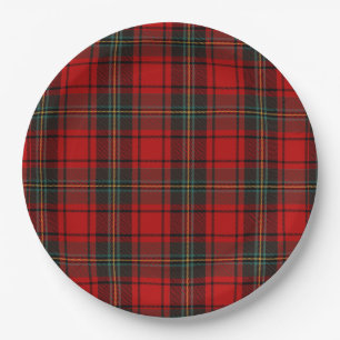 Assiettes En Carton Tartan Écossais Classique Fête de Noël