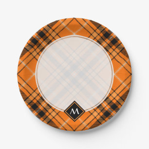 Assiettes En Carton Tartan orange d'Halloween