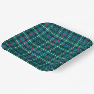 Assiettes En Carton Tartan Plaid Blue Green Red Christmas Festive