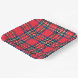 Assiettes En Carton Tartan Plaid Red Christmas Festive Fun