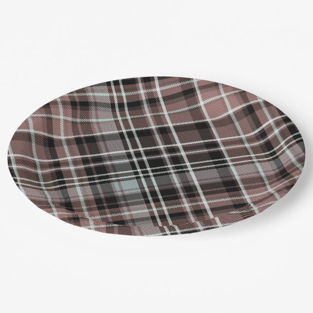 Assiettes En Carton Tartan plat classique  (Angle)