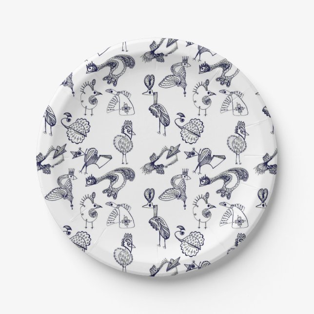 Assiettes En Carton Tasse à café oiseaux fées (Devant)