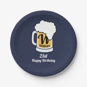Assiettes En Carton Tasse de bière pression avec le monogramme nommé