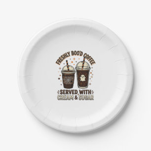 Assiettes En Carton Tasse fantôme Halloween Café Fraîchement Infusé