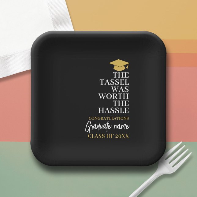 Assiettes En Carton Tassel valait la peine d'être Hassle - Graduation  (Custom Graduation Paper Plate)