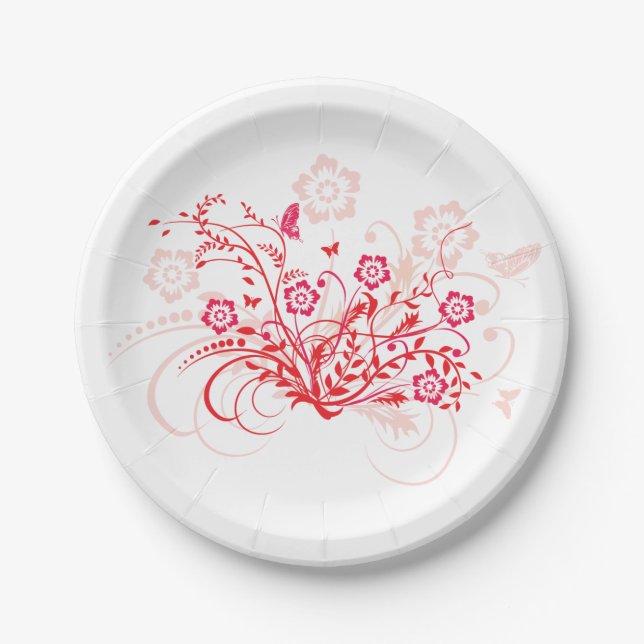 Assiettes En Carton Tatouage des fleurs - Plaques en papier (Devant)
