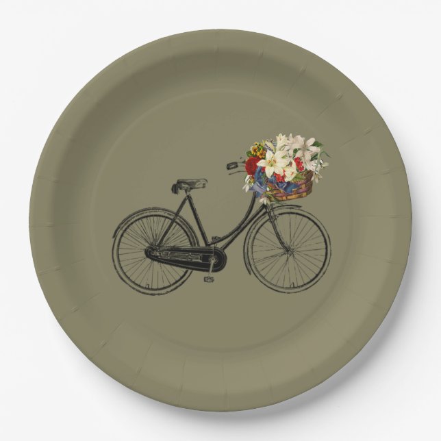 Assiettes En Carton Taupe de vélo   de bicyclette de plaque à papier (Devant)