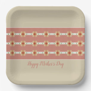 Assiettes En Carton Taupe et rose carré