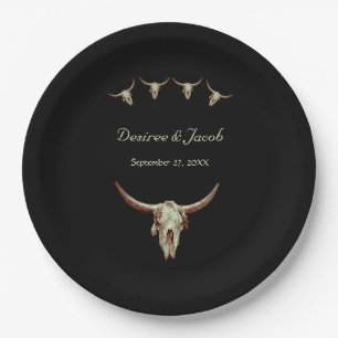 Assiettes En Carton Taureau de la vache Mariage noire occidentale