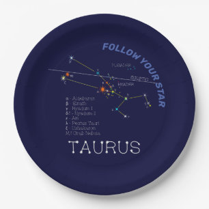 Assiettes En Carton Taurus de constellation zodiaque