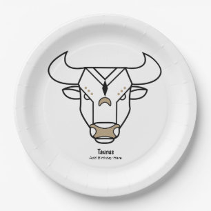 Assiettes En Carton Taurus le taureau noir or personnalisé zodiaque