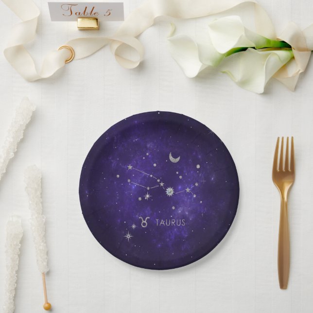 Assiettes En Carton Taurus pourpre zodiaque | Horoscope d'astrologie c (Mariage)